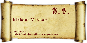 Widder Viktor névjegykártya